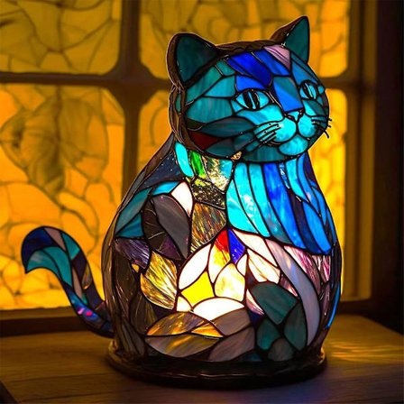 Retro Stained Glass Dyre Bordlampe