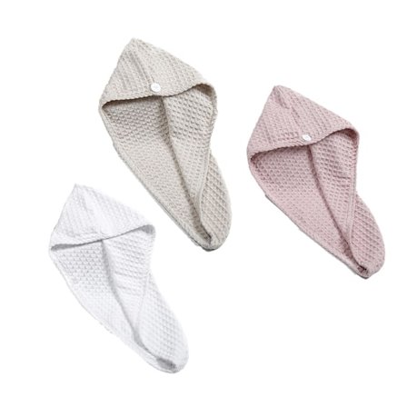 Hårhåndkle i tyrkisk bomull for kvinner, anti-frizz vaffelstrikkede håndklær, pustende materiale for krøllete hår, hurtigtørkende, 1 pakke, 3 farger