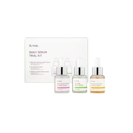 iUNIK Daily Serum Trial Kit 3x15ml - Set med 3 MINI ansiktsserum Propolis, Tea Tree, Rose Galactomyces