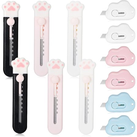 12 st Söta Praktiska Utdragbara Knivar för Papperskniv, 6 st Skarpa