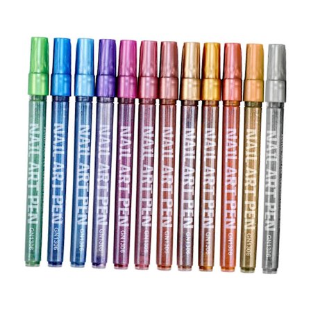 Fargerike Neglekunstpenner Permanent Marker Penn 3D Neglekunstpennesett for DIY Foto[YJD]