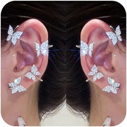 Örhängen med fjärilsklämma, strass-örhängen med fjärilsklämma, örhängen med icke-piercade klämmor, damörhängen