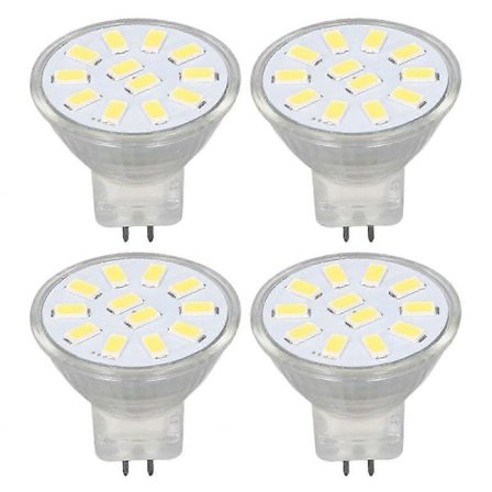 4 stk./sett MR11 LED Spot Light Pære med Dobbel Nålbase 360 Varmeavledning 3W 12 LED Lampe Pære Kald Hvit