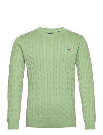 Cotton Cable C-Neck Strikkegenser M. Rund Krage Grønn GANT*Betinget Tilbud