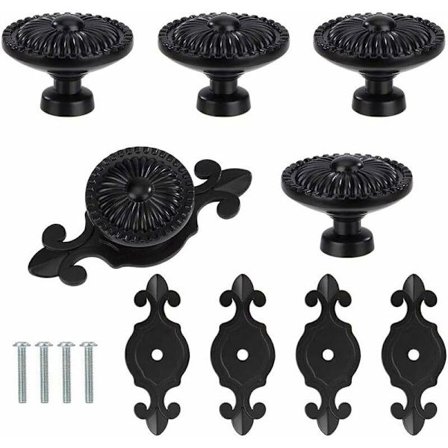 Skuffeknotter, 5 stk møbelknotter, runde skuffeknotter, dørknotter, skap knotter (svart)
