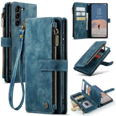 CaseMe Samsung Galaxy S23 etui med lynlås og pung - Blå Blue