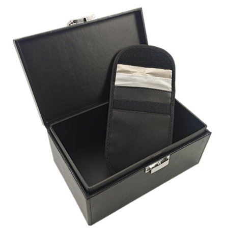 Faraday-laatikko auton avaimille, kaksikerroksinen signaalin esto, auton avaimen signaalin estolaatikko RFID-avaimen pussilla, kestävä signaalin 