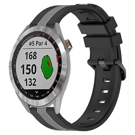 Til Garmin Approach S40 20 mm lodret tofarvet silikoneurrem
