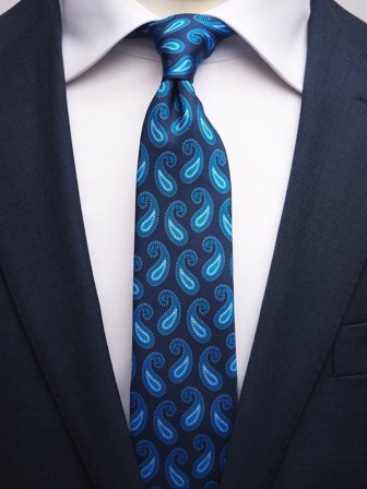 John Henric Men's Dark Blue Tie Paisley Size 6,5