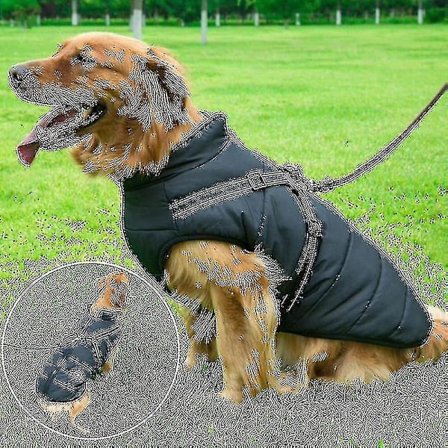 Lämmin vedenpitävä takki valjailla lemmikkikoiralle, talvinen mukava puuvillavaate, pehmustettu liivi