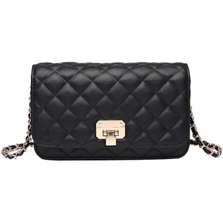 Crossbody-väska i läder för kvinnor Modeclutch-handväska Quiltad Designer Crossbody-väska med kedjerem