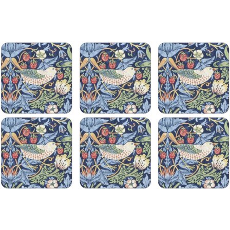 Spode Morris & Co Strawberry Thief Blå Glasunderlägg 6-pack | Dukning & Servering > Brickor & Underlägg > Glasunderlägg | Bagaren och Kocken