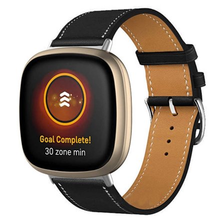 Klassinen aito nahkaranneke Fitbit Versa 3/Sense musta