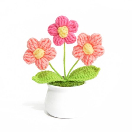 Håndlavet Hæklet Solsikke I Potte - Kunstig Solsikke Til Hjemmet Model 11