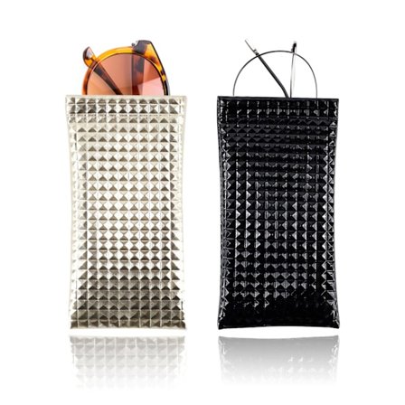 2 stilige brilleetuier i mykt PU-skinn, solbrilleetui, lesebrilleveske med trykknapp, brilleveske for kvinner og menn