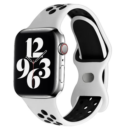 Adorve Kompatibla Apple Watch Armband 45mm 44mm 42mm SE iWatch Serie 7 Damer Herrar, Andningsbart Sport Silikon Ersättningsarmband