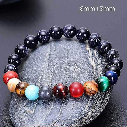 De Otte Planeters Armbånd Univers Galakse Måne Stjerne Solsystem Planeter Armbånd Naturlige Perler