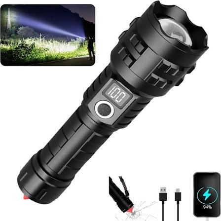 Super Bright Rechargeable Flashlight for Emergencies, Camping and Hiking
