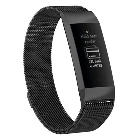 Magnetiskt Fitbit Charge 3 band - Svart