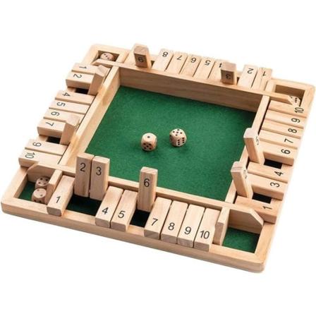 Träbrädespel, 4-spelare Stäng lådan Tärningsspel Matematik Traditionell Pub