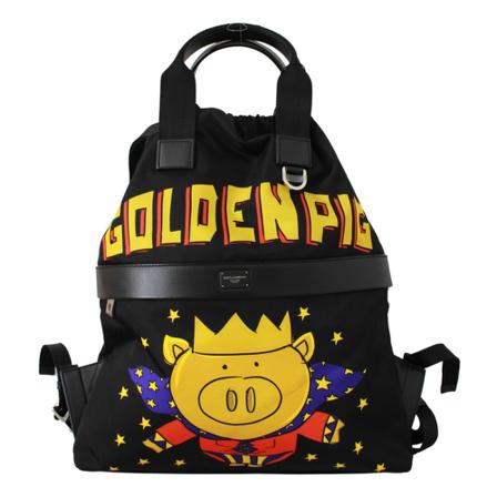 Dolce & Gabbana Black Super Pig of the Year Rugzak Tas , Zwart , unisex , Maat: ONE Size Rugzakken