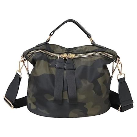 Kvinners Lette Nylon Håndveske Vanntett Reise Shopping Skulder Bag Utsøkt Gave til Damer Bursdag(Kamuflasje)