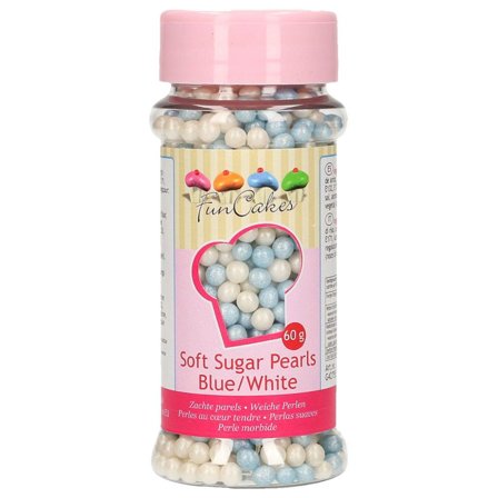 Sukkerperler Blå/Hvid