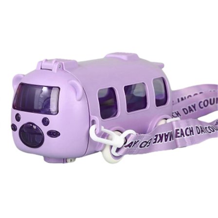 500 ml Barnebuss Vannflaske med Sugerør, Reisevannflaske for Småbarn med Skulderstropp for Skole og Reise