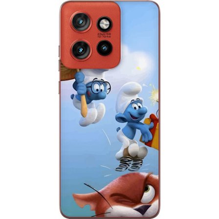 Kompatibelt Mobilskal till Motorola Motorola Edge 50 Neo Smurfarna tecknad blå figurer retro affisch serie Schtroumpfs barndoms barndom serie design