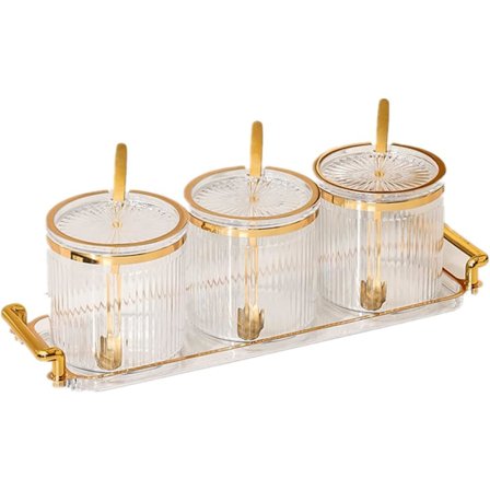 Akrylgennemsigtig Krydderikrukke, Krydderikrukke 3-pak, Køkkenkrydderikrukkesæt til Opbevaring af Salt, Chilipulver, Sukker