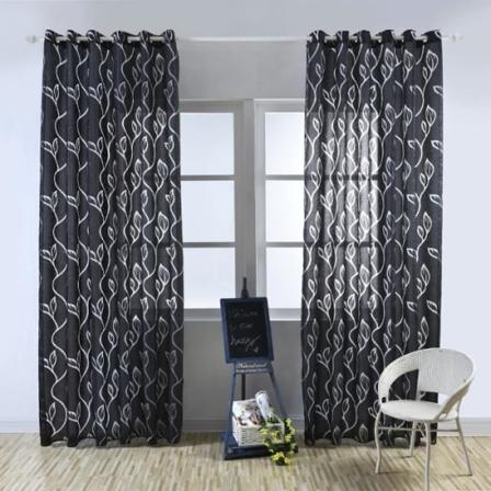Voile Gardin - Svart Tyg - 100 x 250 cm Svart