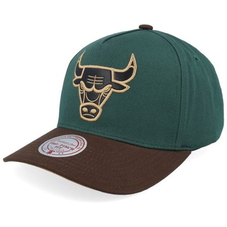 Mitchell & Ness - NBA Grön adjustable Keps - Hatstore Exclusive x Chicago Bulls Pro Crown Dark Green/Brown A-frame Adjustable @ Hatstore