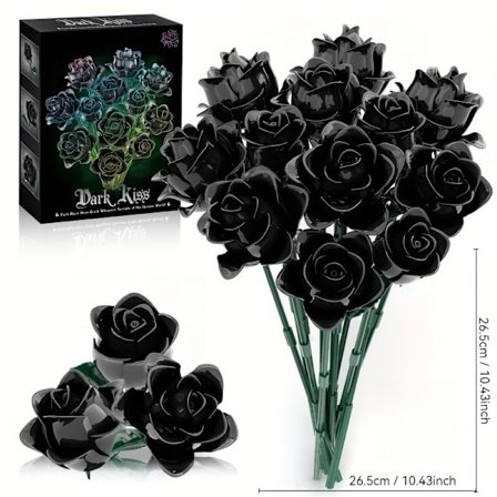 Yli 1000 kpl Musta Ruusu Kukka Rakennuspalikkasarjat, Gotiikka-tyylinen Kodin Sisustus Tiilirakennussarja, Rakentaja, Tiili, Tiilisarja