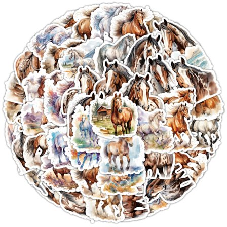 50 stk klistermærker - dyr - Hest klistermærker