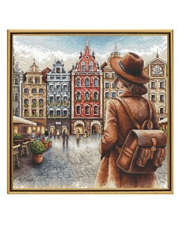 Kirjontapakkaus Taulu Bryggen vanha kaupunki-AVA Stitch