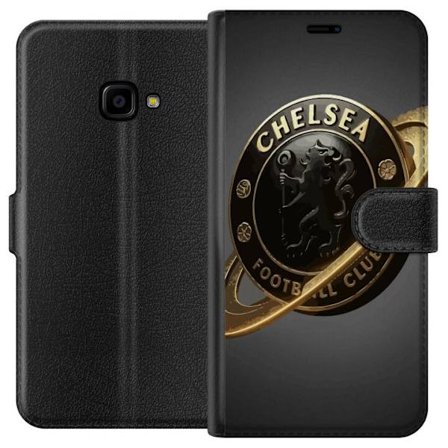 Kompatibelt Plånboksfodral till Samsung Samsung Galaxy Xcover 4 Chelsea-emblem i svart och guld med lejonmotiv, ringformad design och svepande guldef
