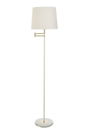 Aneta Lighting BIRKA golvlampa, vit/mässing, svingarm, inkl. skjerm