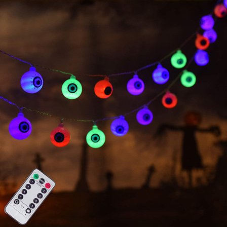 Halloween ljusslinga, LED-ögonboll, vattentät Halloween-lampa