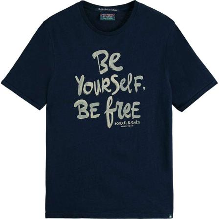 Scotch & Soda T-Shirt , Blauw , Heren , Maat: 2XL