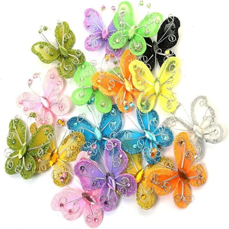 45 STK Udsmykning sommerfugle dekoration Silke sommerfugle