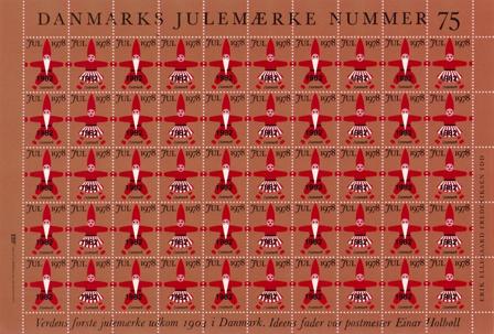 Danmark - Julemærkeark 1982/1978 - Utakket på den venstre side - Ufoldet