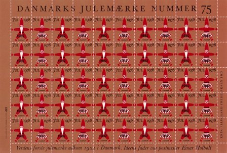 Danmark - Julemærkeark 1982/1978 - Utakket på den venstre side - Ufoldet