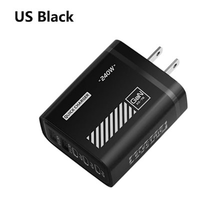 240W 5 Portars Telefonladdare 2 USB 3 Typ C Snabbladdning PD QC3.