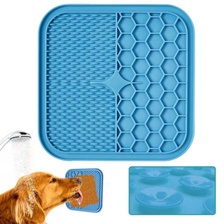 Hundeunderlag med sugekopp, BPA-fri, angstdempende, anti-blodskål for hunder, enkel for bading, hundepleie og trening, forbedrer munnhygiene blue
