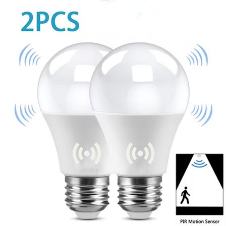 2 STK LED-pære lys E27 12W Radar Bevægelsessensor 220V hvid lampe arbejder om natten Auto tændt til hjemmet Stue Trapper Pathway