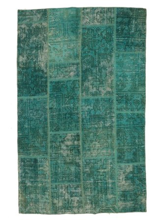 Orientalischer Patchwork Teppich 113X180 Dunkelgrün/Schwarz (Wolle, )