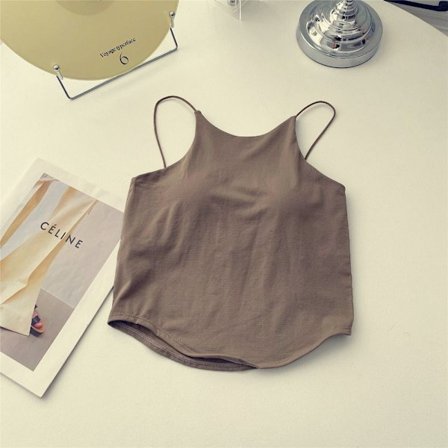 Chest Wrap Bottom Top Suspender Tank Top KHAKI