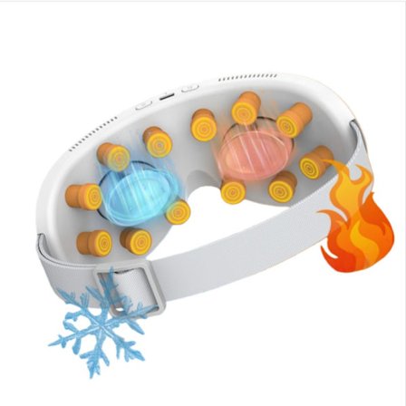 Ögonmassage med kall kompress, vibration, värme och Bluetooth-musik med inbyggd musik & röstsändning, kompatibelt med Hu