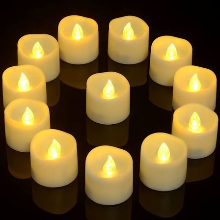 12 st LED-flimrande ljus med timer för hem- och födelsedagsdekorationer Beige Beige Beige