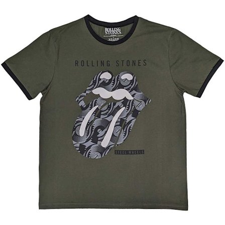 The Rolling Stones Unisex Adult Tongue T-Shirt L Khaki Green/Bl
